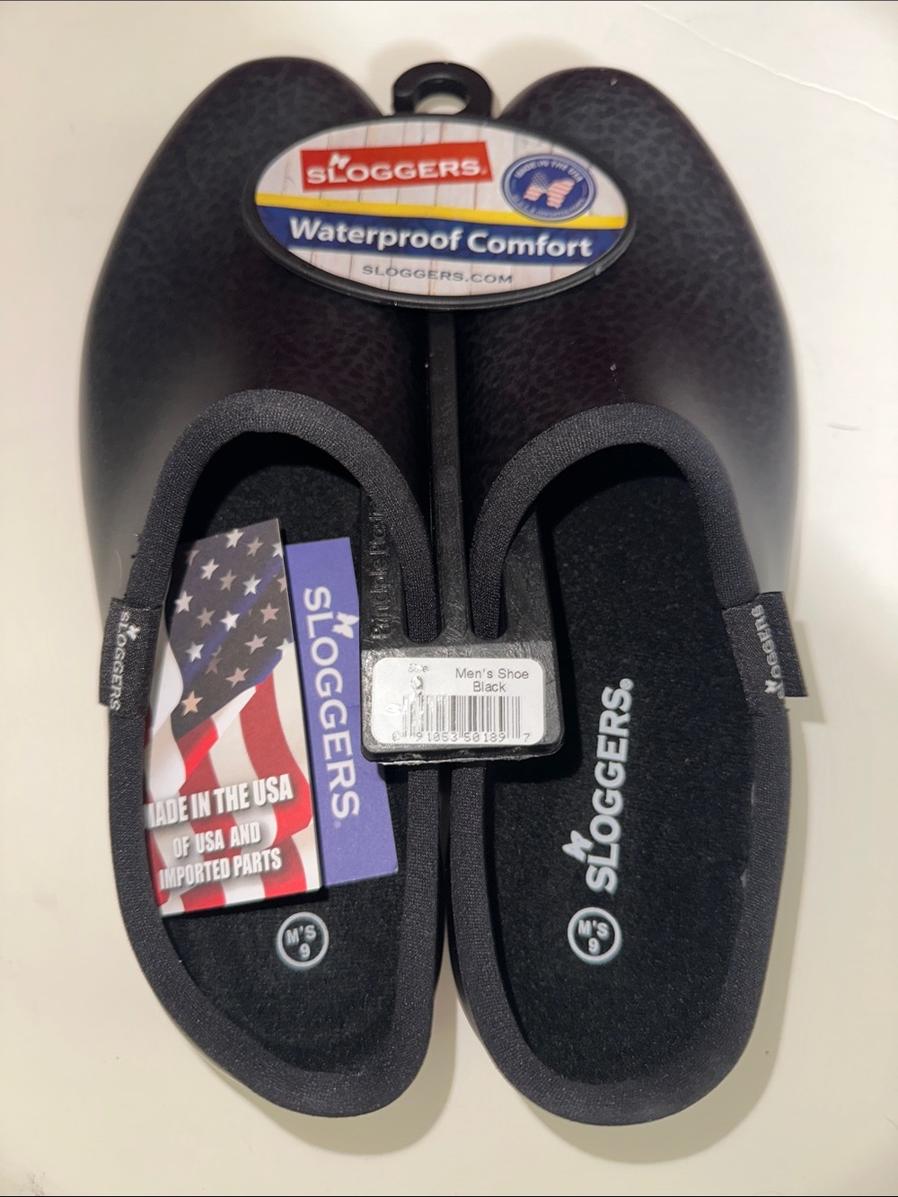 Sloggers Mens Waterproof Slip-On Shoes in Black